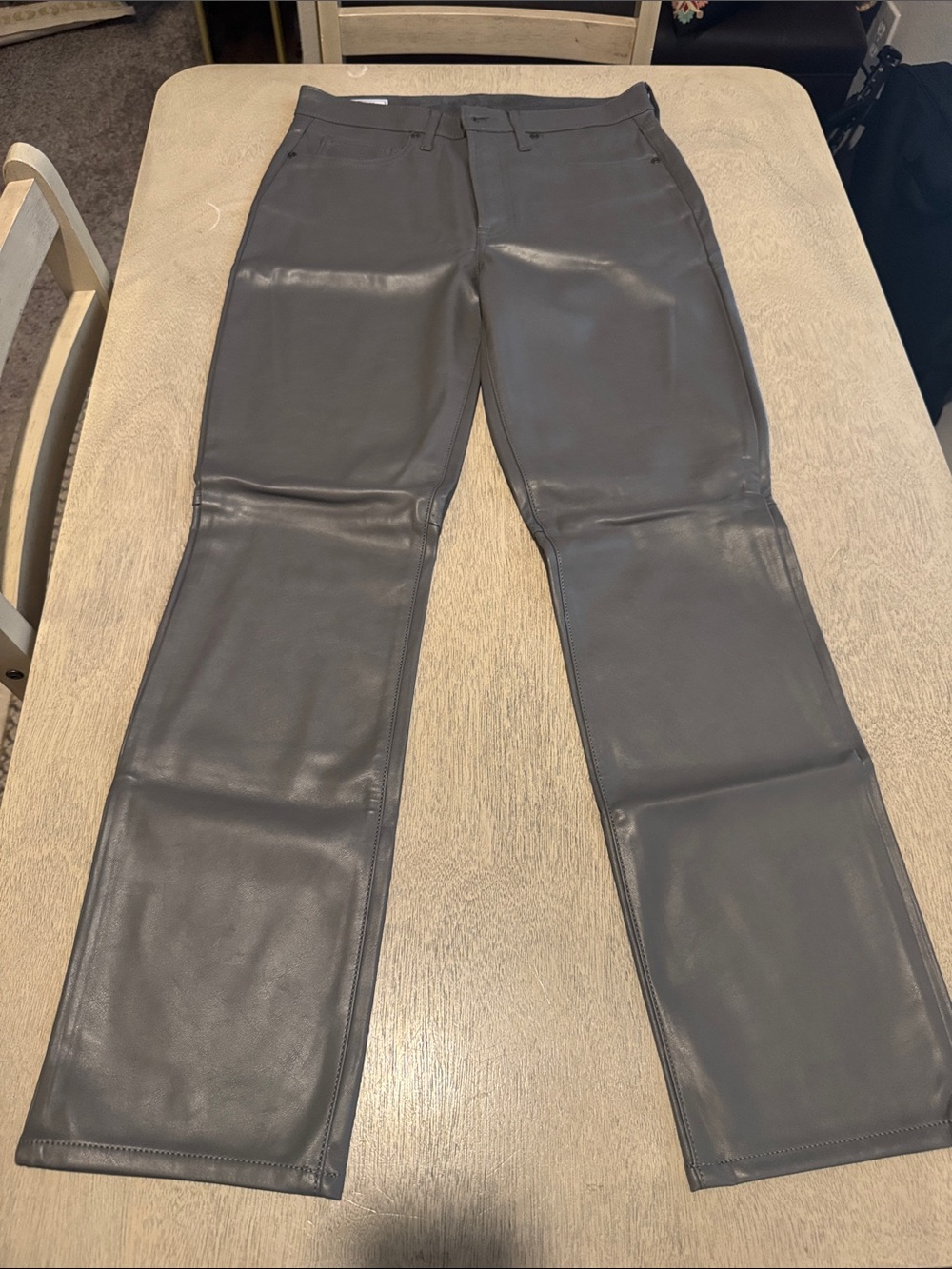 GAP Vintage Slim High Rise Faux Leather Pants - Charcoal Gray